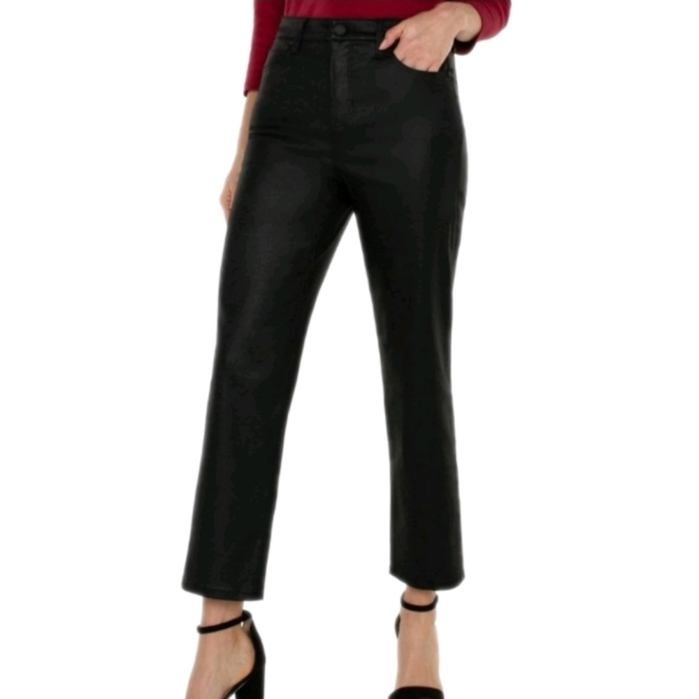 Liverpool Kennedy Hi-Rise Cropped Straight Coated in Black Size 6